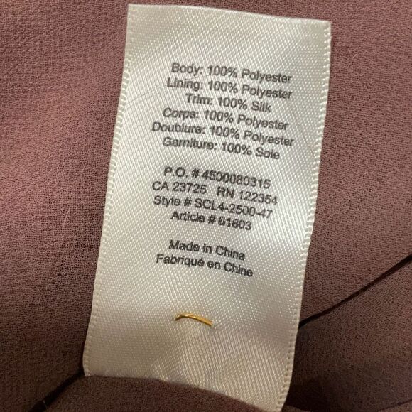 Wilfred Burgundy Chiffon Sheer Pleated Ruffle Collar Lourdes Blouse Size Medium - Picture 10 of 10